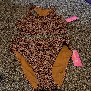 NINETY-NINE DEGREES JUNIORS CHEETAH PRINT BIKINI: BROWN: NWT: SIZE S (3/5)